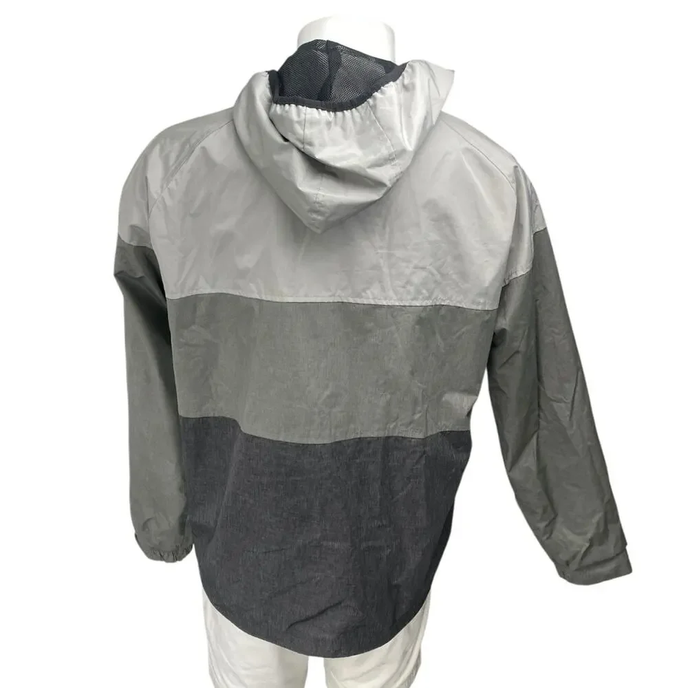U.S. Polo Assn Men's Gray Black Colorblock Hoodie Hooded Windbreaker Jacket L